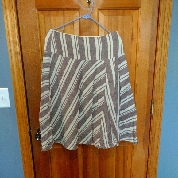 Gap 100% linen brown off white striped skirt size 4 - Picture 1 of 5